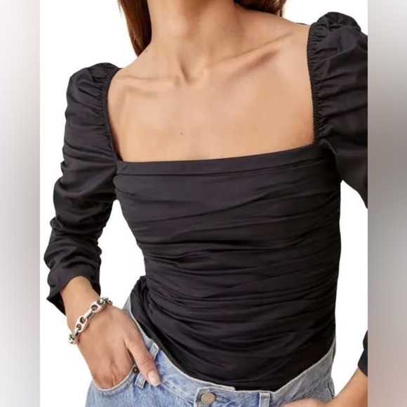 Reformation Tops - REFORMATION Joi Ruched Stretch Organic Cotton Top Sz 8 NWT‎